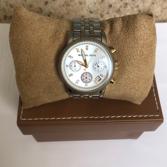 Gently Used Michael Kors MK5057 Two Tone Watch - Picture 1 of 5
